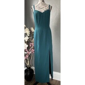 Dress Womens Dark Teal Blue Slip Straps Sweetheart Neck Lined Zip Size Unknown
